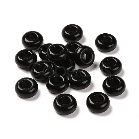 Natural Black Obsidian European Beads X-G-G740-14x8mm-34-1