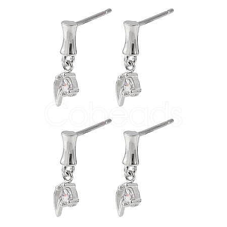 SHEGRACE Brass Micro Pave Cubic Zirconia Stud Earrings XGRQ4N869-713P-1