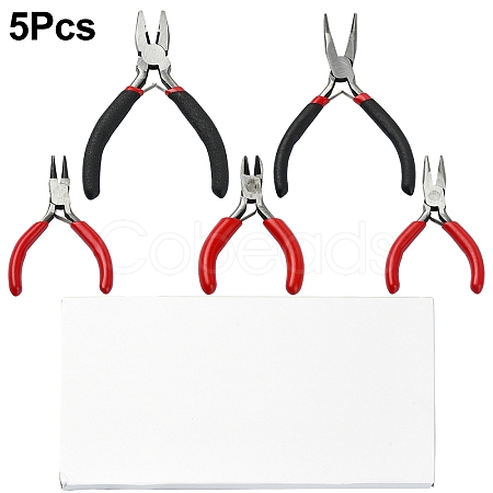 5Pcs 5 Styles Carbon Steel Jewelry Pliers AJEW-YW0001-19-1