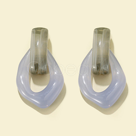 Oval Resin Dangle Stud Earrings FS-WGCF92D-05-1