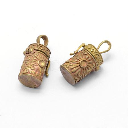 Brass Prayer Box Pendants KK-F722-28C-RS-1