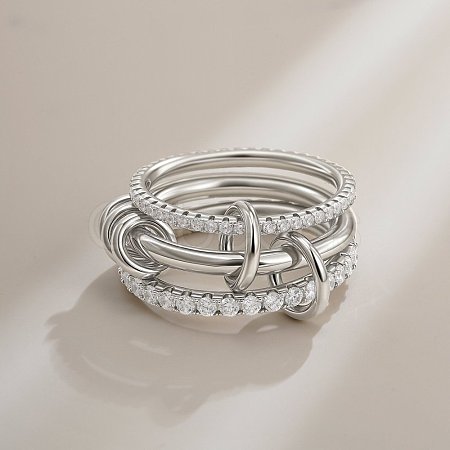 Brass Micro Pave Cubic Zirconia Finger Rings FS-WG6545E-05-1