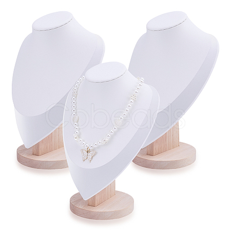 Bust Shaped PU Leather Necklaces Display Stands NDIS-WH0017-13B-1
