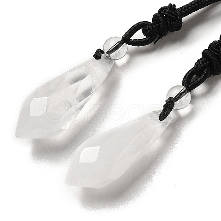 Cone Natural Quartz Crystal Pendant Necklace with Nylon Rope for Women G-H286-08D-1