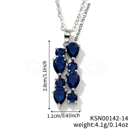 Brass Cubic Zirconia Long Tassel Pendant Necklaces for Fashionable Statement Style DV3387-14-1