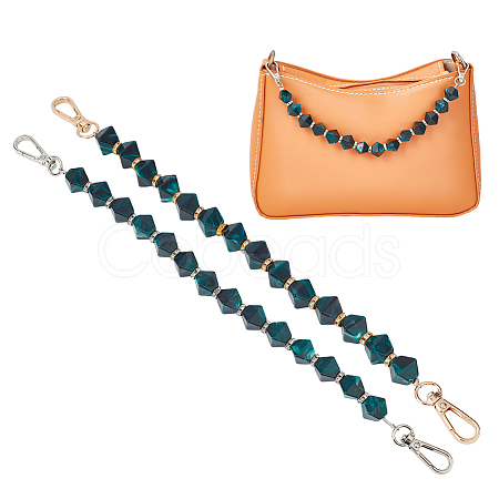 2Pcs 2 Colors Resin Faceted Beaded Bag Handles FIND-WR0008-13-1