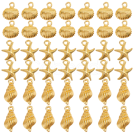 60Pcs 3 Styles Ocean Theme Alloy Pendants FIND-SC0012-44-1