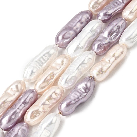 Electroplated Glass Shell Pearl Beads Strands BSHE-B009-C03-7x21mm-1