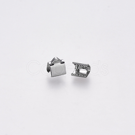 Tarnish Resistant 304 Stainless Steel Ribbon Crimp Ends STAS-S112-001A-P-1