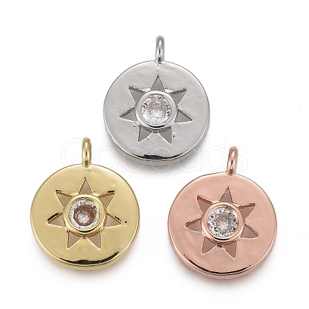 Brass Micro Pave Clear Cubic Zirconia Pendants KK-F821-23-1