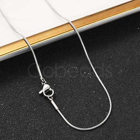 Tarnish Resistant Classic Plain 304 Stainless Steel Mens Womens Snake Chain Necklaces STAS-M174-018P-B-1