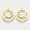 201 Stainless Steel Pendants, Laser Cut Pendants, Flat Round, Golden, 18x15.5x1mm, Hole: 1.2mm