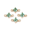 Brass Pave Glass Rhombus Links Connector Charms GLAA-Q088-001B-1