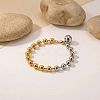 Duo Tone 304 Stainless Steel Ball Charm Round Beaded Bracelets for Women WGBF083-01-4