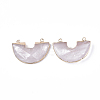 Electroplate Natural Quartz Crystal Semi Circle Pendants G-S344-42H-2