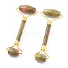 Natural Unakite Brass Face Massager MRMJ-G009-29G-1