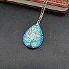 Teardrop with Tree Resin Pendant Necklace PW-WG20561-04-1