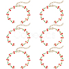6Pcs 304 Stainless Steel Enamel Red Cherry Link Chain Bracelet Making AJEW-BM00004-1