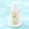 Adjustable Brass Micro Pave Cubic Zirconia Pendant Finger Rings for Women RJEW-A090-01A-G-2