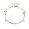 304 Stainless Steel Enamel Link Chains Anklets AJEW-AN00589-03-1