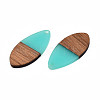 Transparent Resin & Walnut Wood Pendants RESI-N025-032-C04-3