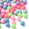 Round Spray Painted Fluorescent Acrylic Beads MACR-YW0002-71-2