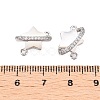 Brass Micro Pave Clear Cubic Zirconia Star Connector Charms KK-B102-27P-3
