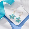 Glass Seed Braided Snowflake Dangle Earrings EJEW-MZ00069-02-2