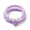 3Pcs 3 Style Natural Dyed Malaysia Jade & Acrylic Word Love Beaded Stretch Bracelets Set with Alloy Enamel Heart Charms BJEW-JB08924-04-1