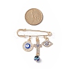 Crystal Rhinestone Evil Eye Charms Safety Pin Brooch with Resin Beaded JEWB-BR00088-3