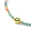 Acrylic Smiling Face & Seed Beaded Stretch Bracelet BJEW-JB09490-4