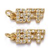 Brass Micro Pave Clear Cubic Zirconia Charms ZIRC-Z011-30G-2