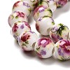 Handmade Flower Printed Porcelain Ceramic Beads Strands PORC-J006-C04-3