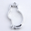 Rack Plating Alloy Kitten Open Back Bezel Pendants PALLOY-S047-02B-FF-2