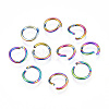 Ion Plating(IP) Rainbow Color 304 Stainless Steel Open Jump Rings X-STAS-N098-062B-01-1