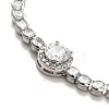 Clear Cubic Zirconia Flat Round Link Bracelet with Tennis Chains BJEW-C030-01P-2
