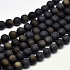Frosted Natural Golden Sheen Obsidian Round Bead Strands G-F266-04-10mm-1