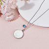 Stainless Steel Pave Natural White Shell Flat Round Magnetic Locket Pendant Necklaces for Women NJEW-NB00013-4