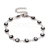 Enamel Oval with Evil Eye Link Chains Bracelet BJEW-P271-04P-03-1