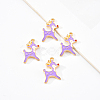 20Pcs Light Gold Alloy Enamel Pendants ENAM-YW0001-73A-1