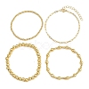 4Pcs 4 Styles Brass Round Beads Stretch Bracelets & Chain Bracelets for Women BJEW-D357-05G-4