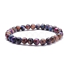 6.5mm Natural Galaxy Tiger Eye Round Beads Stretch Bracelet for Women BJEW-JB07292-1