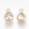 Brass Cubic Zirconia Charms KK-S350-089G-2