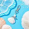Angel Alloy & Wire Wrapped Natural Shell Pendant Decorations HJEW-JM02017-01-2
