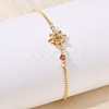 Brass Micro Pave Cubic Zirconia Birthday Flower Link Bracelets BJEW-U031-01G-07-2
