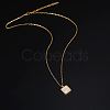 Natural Shell Square Pendant Necklace with Stainless Steel Chains TM4742-1-2