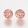 Brass Micro Pave Cubic Zirconia Beads ZIRC-K063-04RG-1