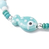 Synthetic Turquoise & Porcelain & Dyed Natural Howlite Beads Stretch Bracelets for Women BJEW-JB11793-02-3