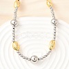 Two Tone Brass Round and Oval Beaded Necklaces NJEW-D314-08PG-1