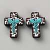 Halloween Cross Silicone Beads SIL-WH0025-01B-1